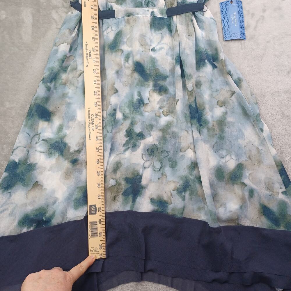 Simply Vera Vera Wang Asymmetric Dress Size M Blue Watercolor Sleeveless Flowy - Picture 5 of 12